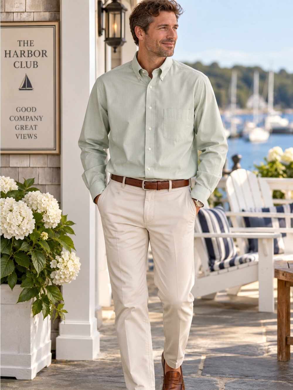 Roundtree & York Gold Label Men’s 16.5 35 Sage Green Non Iron Cotton Shirt